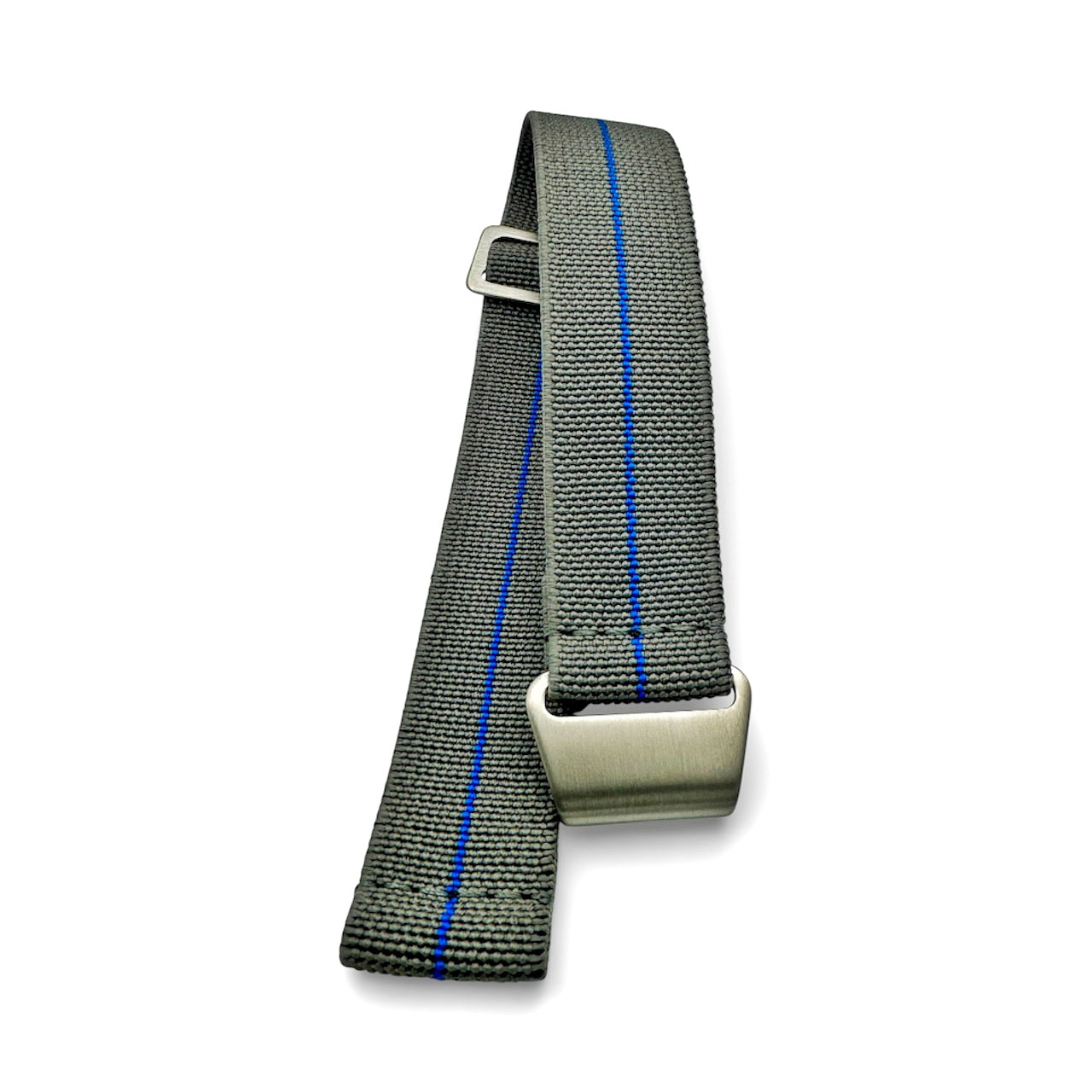 Parachute Style "No Pass" Elastic Watch Strap - Gray with Blue Stripe - Seals Watch Co