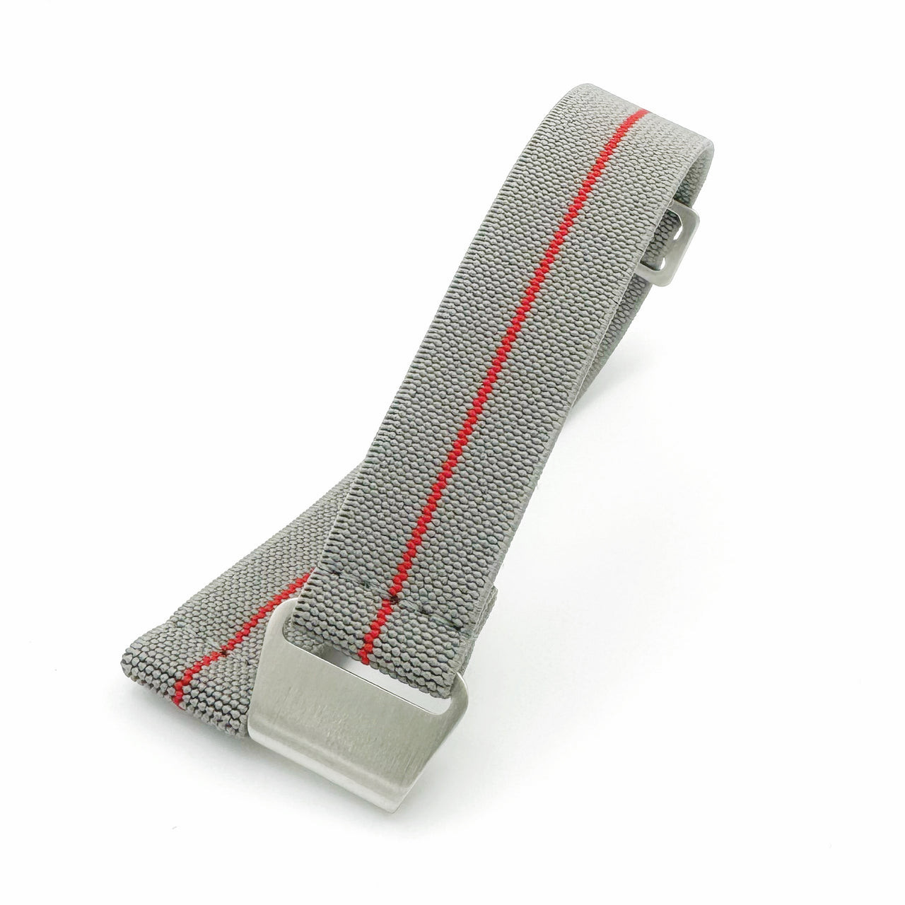 Parachute Style "No Pass" Elastic Watch Strap - Gray with Red Stripe - Seals Watch Co