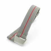 Parachute Style "No Pass" Elastic Watch Strap - Gray with Red Stripe - Seals Watch Co