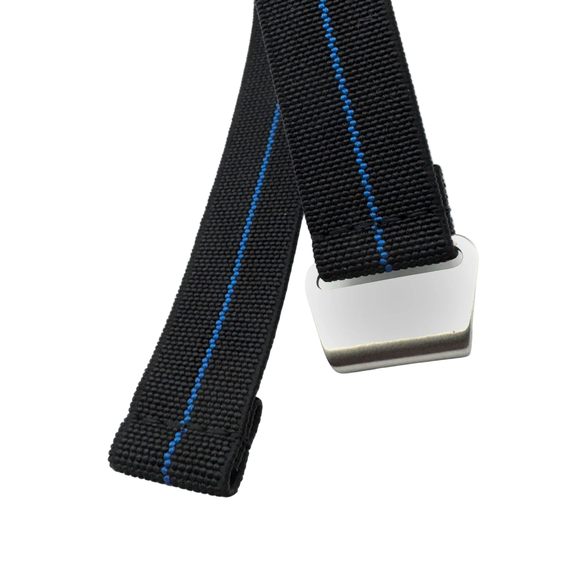 Parachute Style "No Pass" Elastic Watch Strap - Black with Blue Stripe - Seals Watch Co