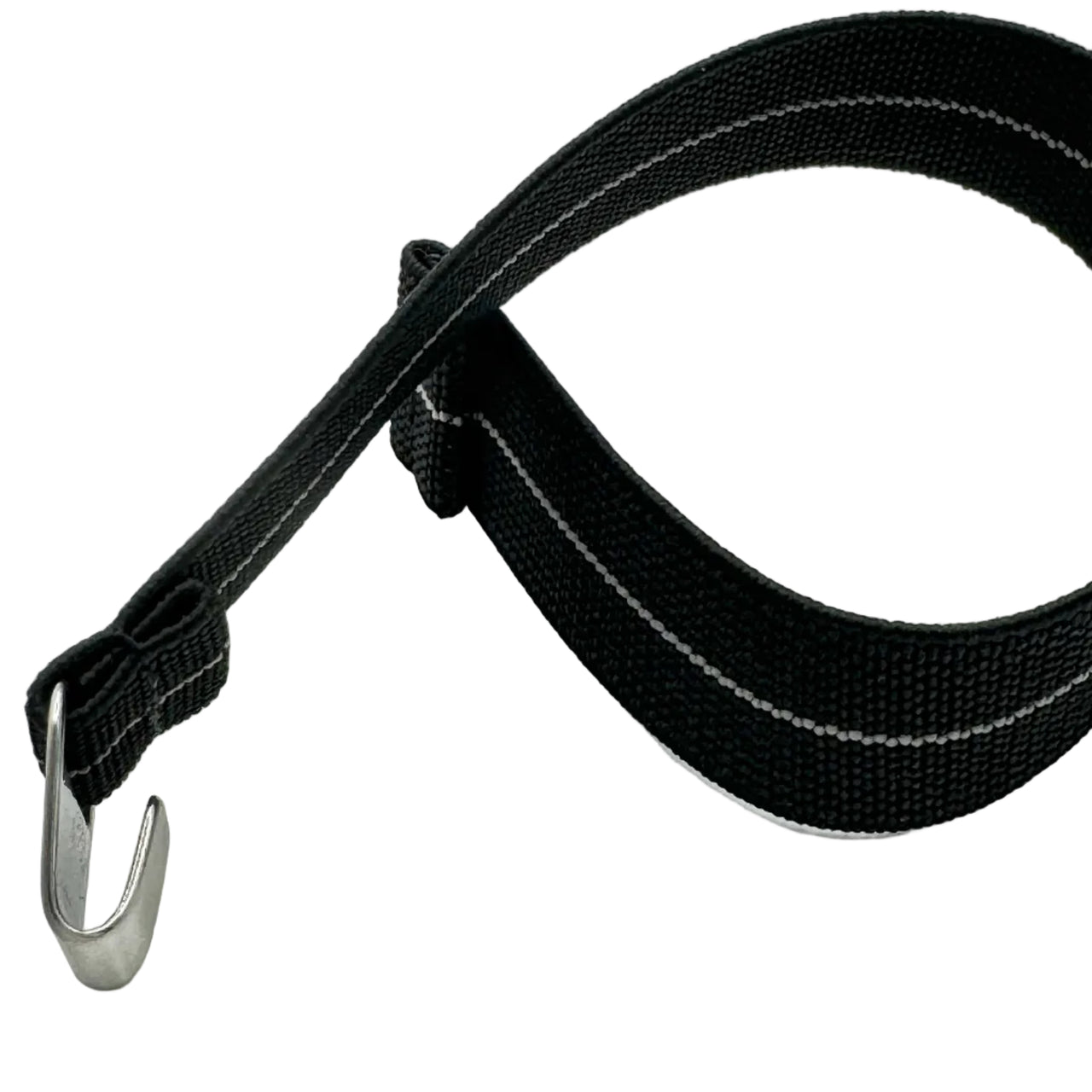 Parachute Style "No Pass" Elastic Watch Strap - Black with Silver Stripe - Seals Watch Co