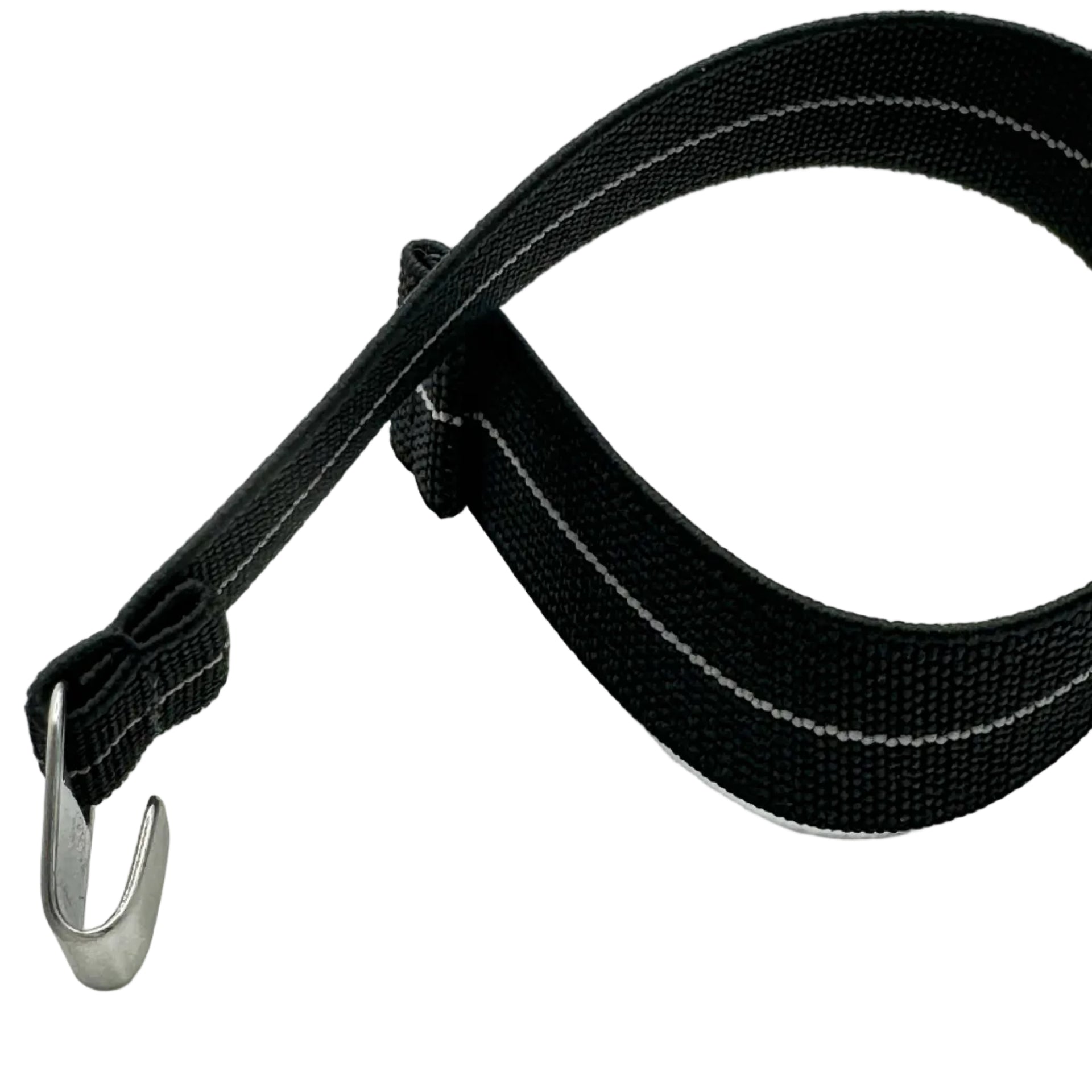 Parachute Style "No Pass" Elastic Watch Strap - Black with Silver Stripe - Seals Watch Co