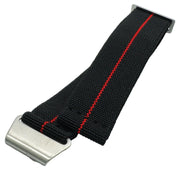 Elastic Parachute Watch Strap in Black With Red Racing Stripe - Seals Watch Co