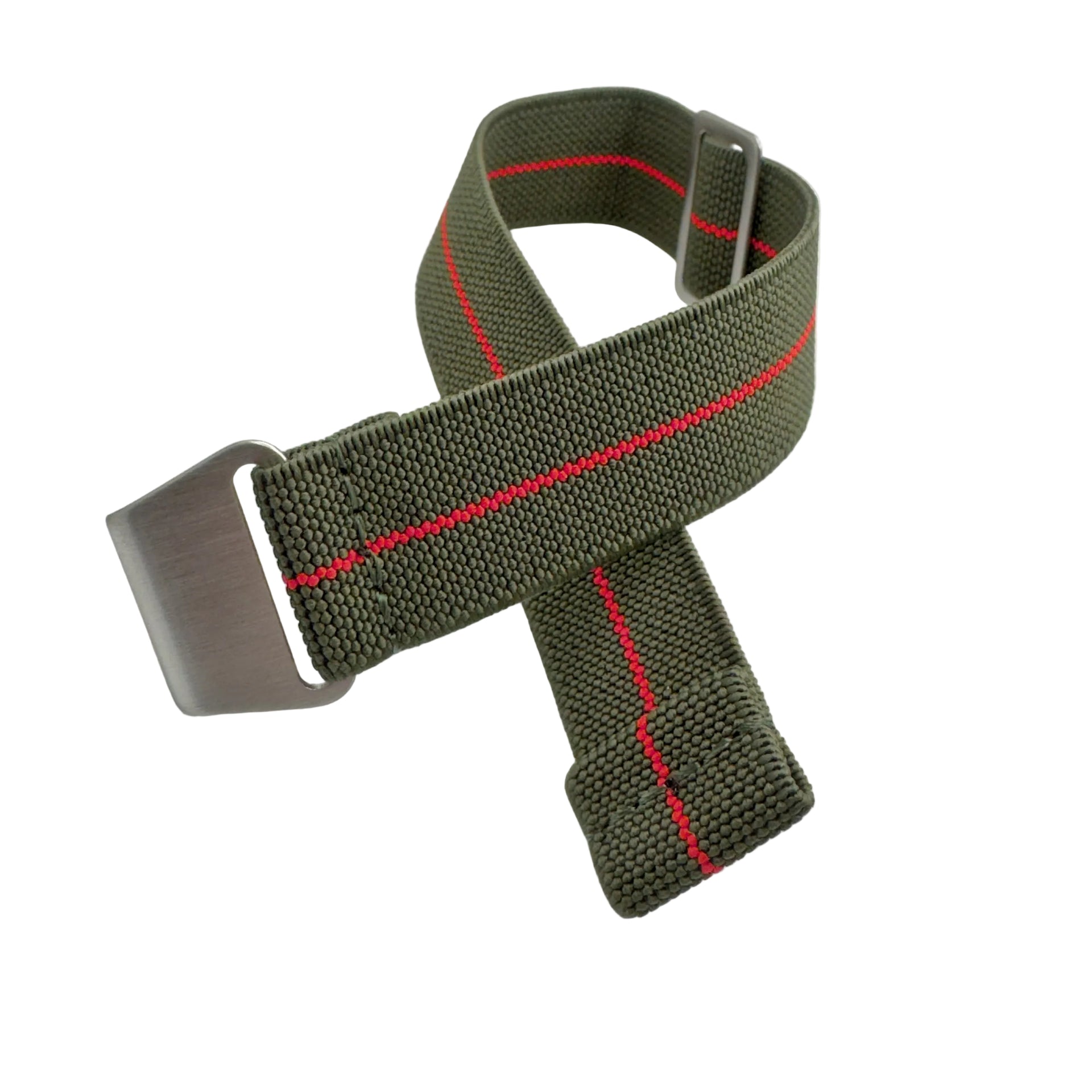 Army Green with Red Stripe Parachute Watch Strap