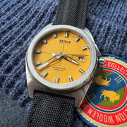 Burnt Sun Land // Sea Classic Automatic Watch in Yellow by Seals Watch Co.