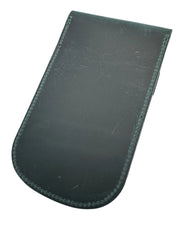 Green teal leather and wool watch pouch with cover lock