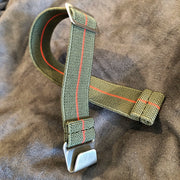 Parachute Style "No Pass" Elastic Watch Strap - Forest Green and Red Stripe - American Microbrand