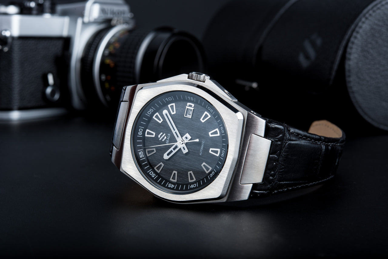 Stainless Steel with Black Dial - Automatic Wrist Watch - American Microbrand