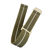 Parachute Style "No Pass" Elastic Watch Straps - Army Green with White Stripe - American Microbrand