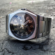 Stainless Steel With Brushed Black Dial on Steel Bracelet Automatic Watch - American Microbrand