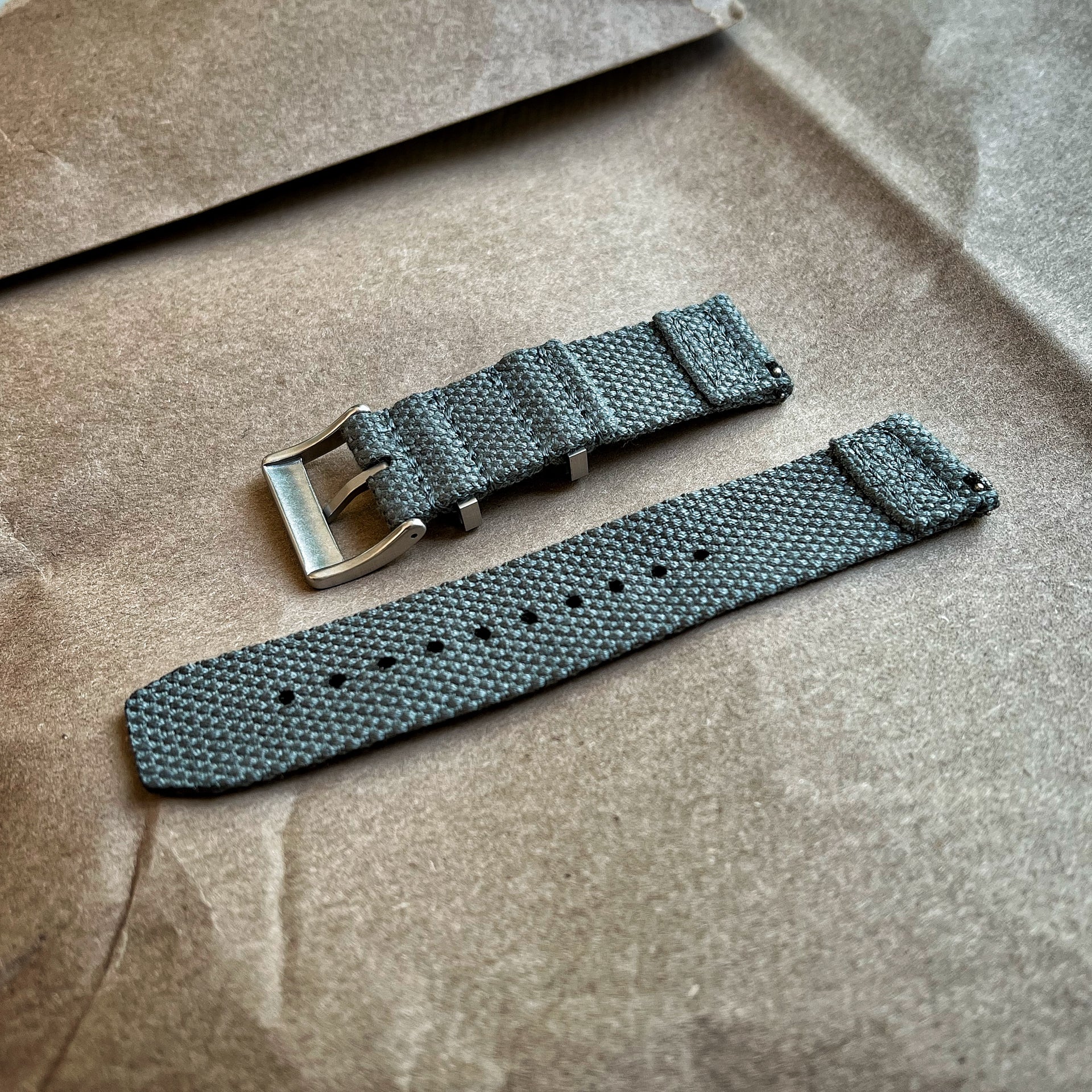 Two-Piece Divers Style Fog Gray Watch Strap, 22mm Watch Band - Seals Watch Co