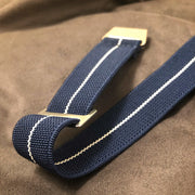 Parachute Style Elastic “No Pass” Watch Straps - Navy Blue and White Stripe - American Microbrand