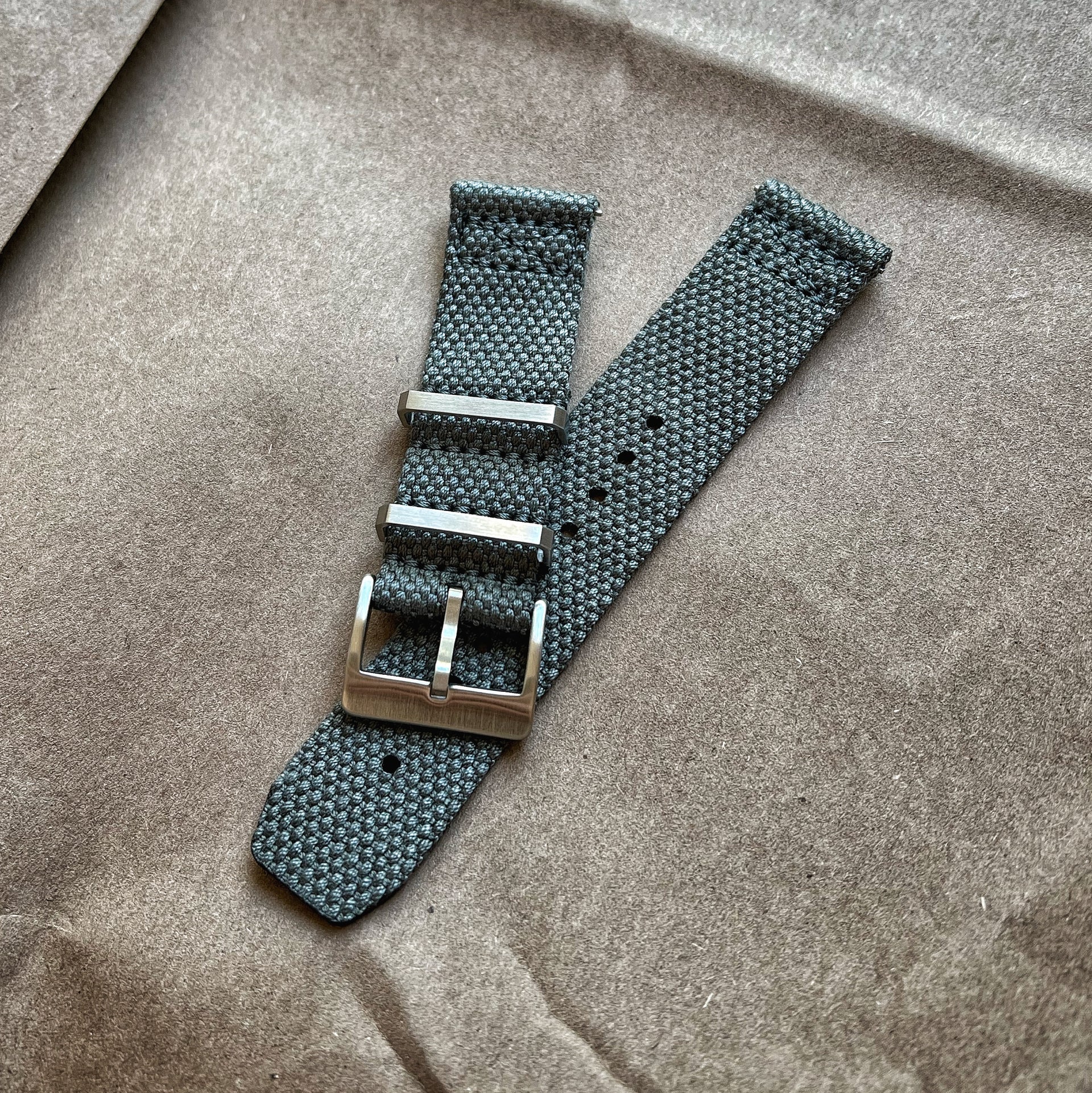 Two-Piece Divers Style Fog Gray Watch Strap, 22mm Watch Band - Seals Watch Co