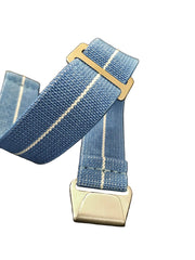 Parachute Style "No Pass" Elastic Watch Strap - Light Blue with White Stripe - American Microbrand